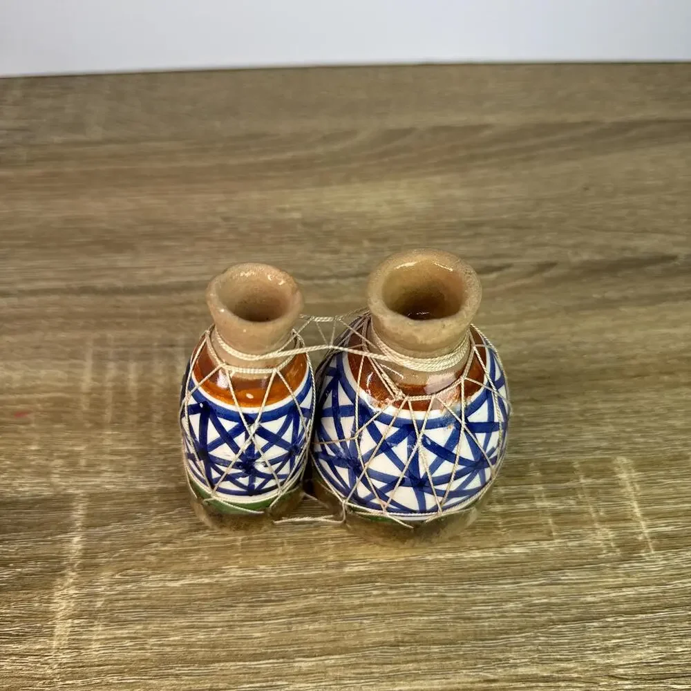 Vintage Hand-Painted Moroccan Tam-Tam Drums – Double Bongos Folk Art Miniature
